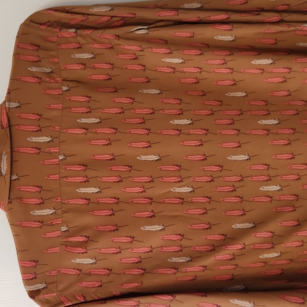 Fossil Feathers 100% Silk Button Down - image 6